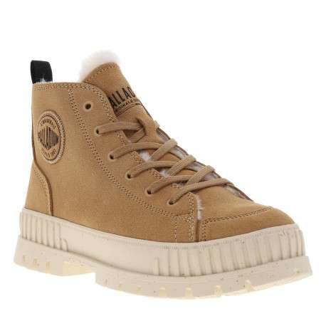 Bottines en cuir enduit camel à talon plat avec des lacets et un zip latéral - Image 4