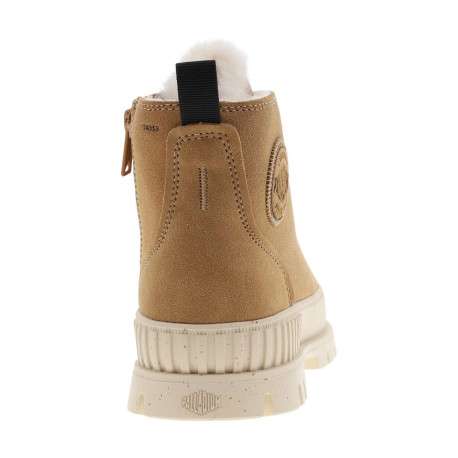 Bottines en cuir enduit camel à talon plat avec des lacets et un zip latéral - Image 7