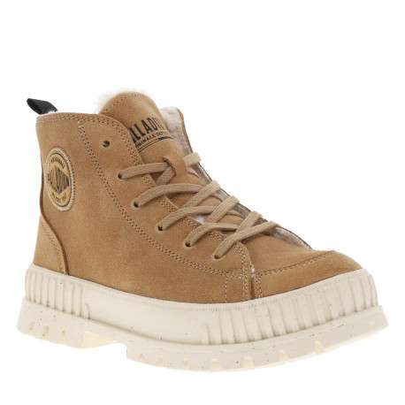 Bottines en cuir enduit camel à talon plat avec des lacets et un zip latéral - Image 9