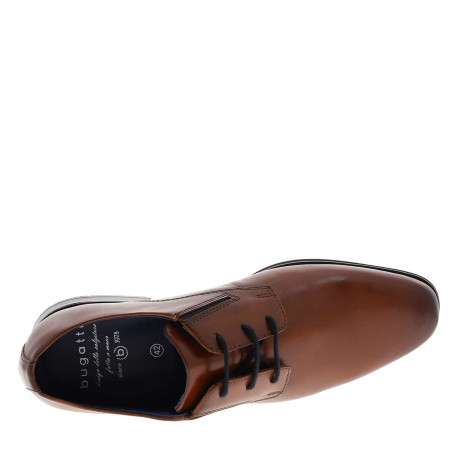 Derbies cognac en cuir avec un talon décroché bas et des lacets - Image 4