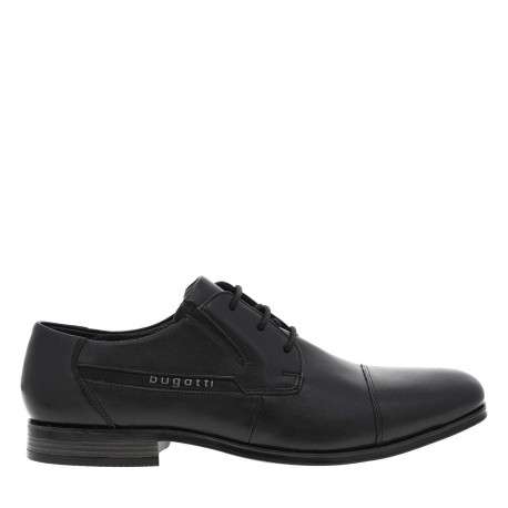 Derbies en cuir noir à talon décroché bas et à lacets ronds noirs - Image 2