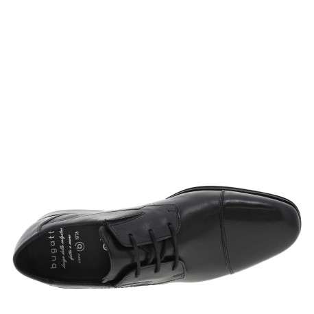 Derbies en cuir noir à talon décroché bas et à lacets ronds noirs - Image 4
