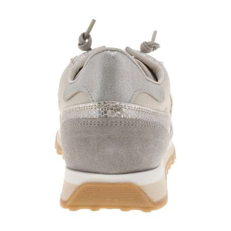 Baskets running en cuir argent avec un talon plat et des lacets élastiqués - Image 6