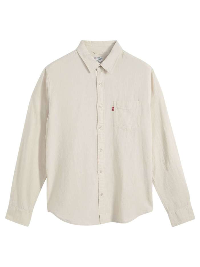 Chemise en coton beige à...