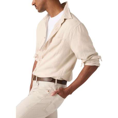 Chemise en coton beige à coupe droite pourvue d'un col à revers - Image 5
