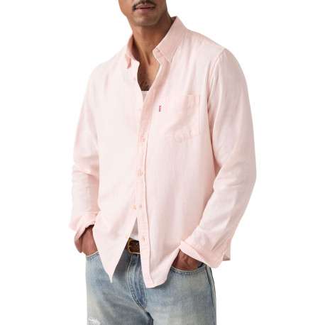 Chemise en coton rose à coupe droite pourvue d'un col à revers - Image 3