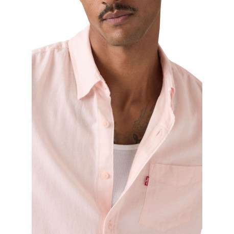 Chemise en coton rose à coupe droite pourvue d'un col à revers - Image 5