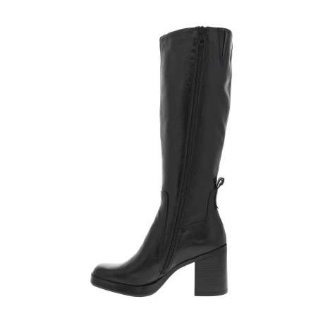 Bottes en cuir noires à semelle à talon décroché haut et fermeture zippée