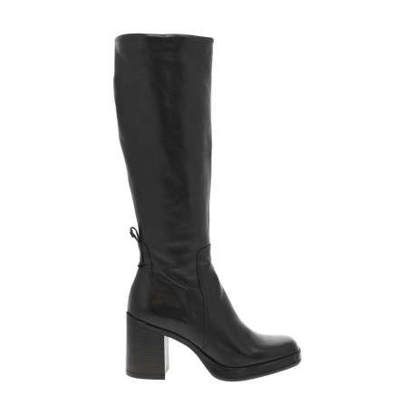 Bottes en cuir noires à semelle à talon décroché haut et fermeture zippée - Image 2