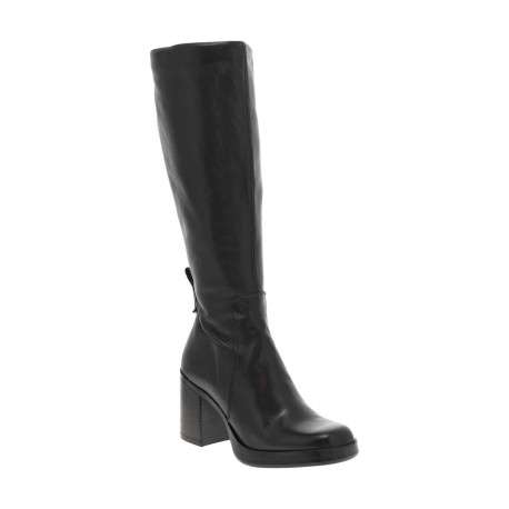 Bottes en cuir noires à semelle à talon décroché haut et fermeture zippée - Image 3