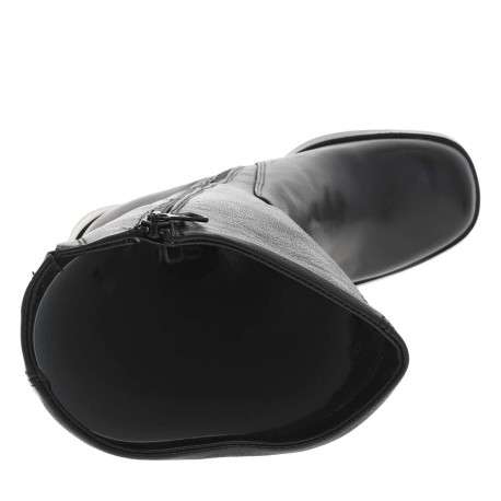 Bottes en cuir noires à semelle à talon décroché haut et fermeture zippée - Image 4