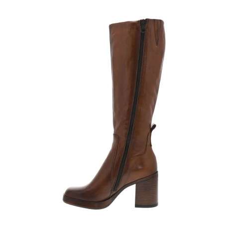 Bottes en cuir camel à semelle à talon décroché haut avec logo iconique