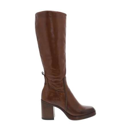 Bottes en cuir camel à semelle à talon décroché haut avec logo iconique - Image 2