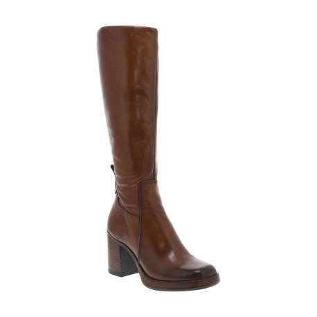 Bottes en cuir camel à semelle à talon décroché haut avec logo iconique - Image 3