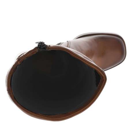 Bottes en cuir camel à semelle à talon décroché haut avec logo iconique - Image 4