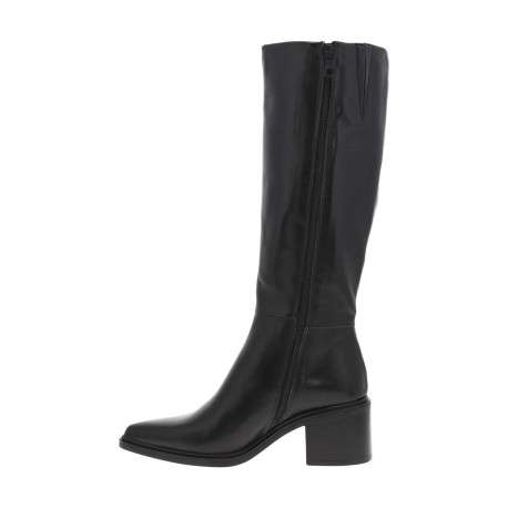 Bottes en cuir noires avec semelle à talon décroché moyen et à zip