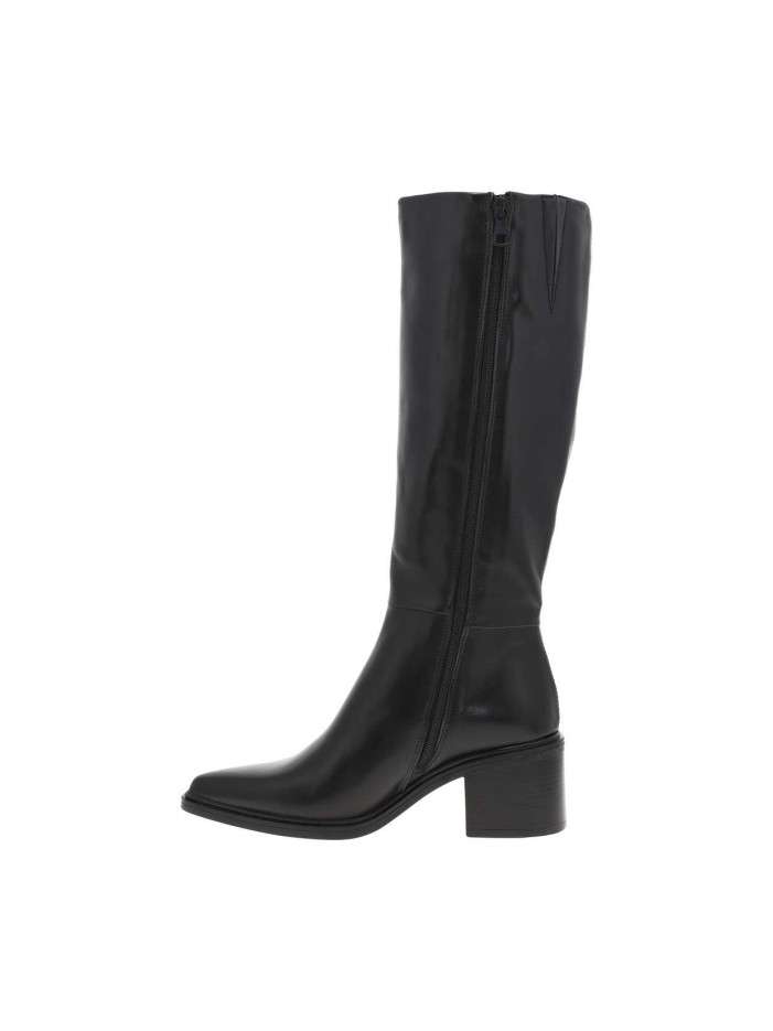 Bottes en cuir noires avec semelle à talon décroché moyen et à zip