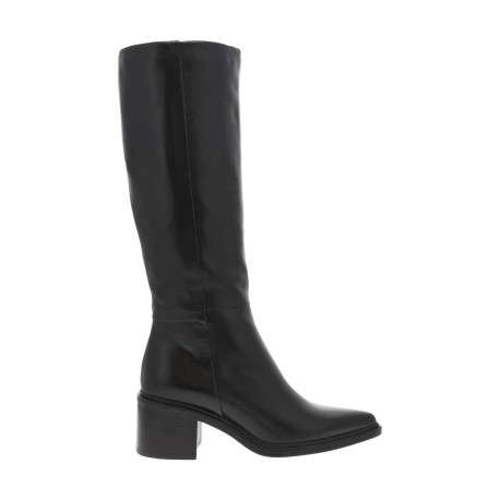 Bottes en cuir noires avec semelle à talon décroché moyen et à zip - Image 2