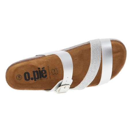 Mules Glitter en cuir argent à talon compensé bas et à boucle à ardillon - Image 4