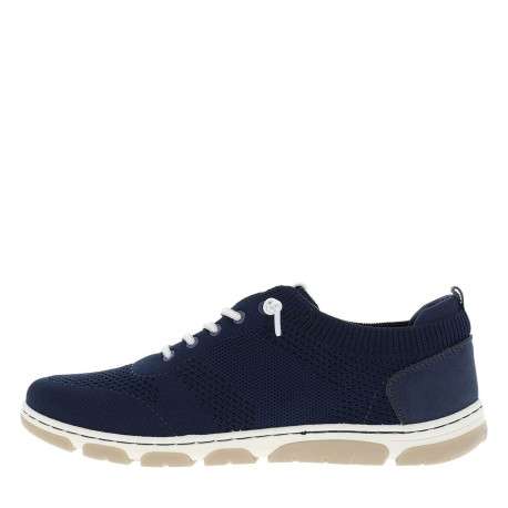 Sneakers bleu marine à talon plat avec une fermeture à lacets élastiqués
