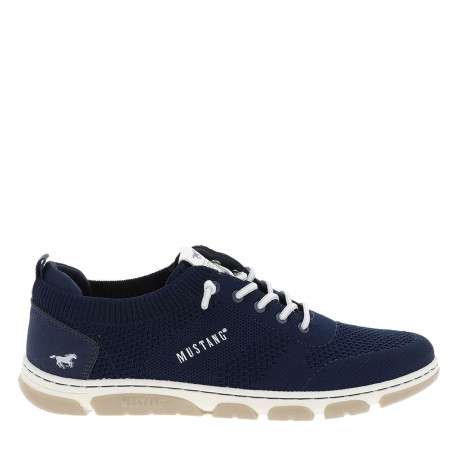 Sneakers bleu marine à talon plat avec une fermeture à lacets élastiqués - Image 2