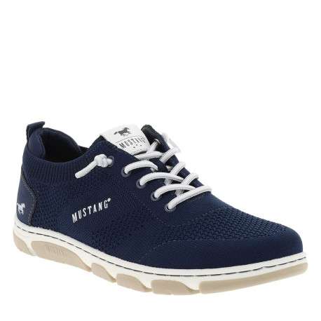 Sneakers bleu marine à talon plat avec une fermeture à lacets élastiqués - Image 3