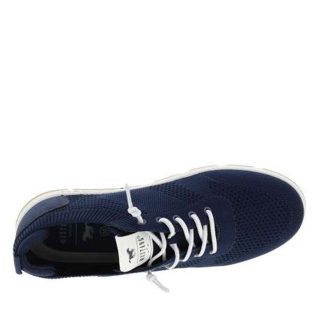Sneakers bleu marine à talon plat avec une fermeture à lacets élastiqués - Image 4