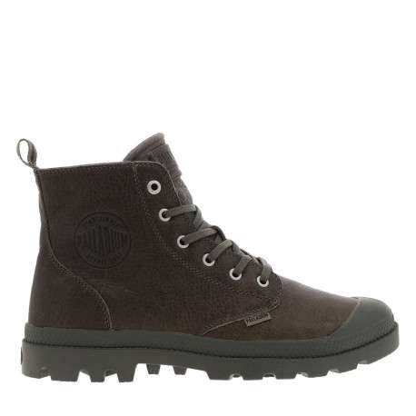 Bottines en cuir kaki à talon plat avec des lacets et un zip latéral - Image 2