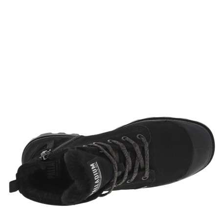 Bottines en cuir nubuck noires à talon plat avec des lacets et un zip latéral