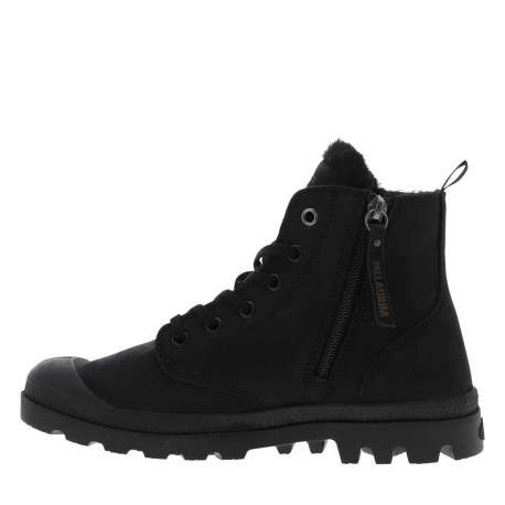 Bottines en cuir nubuck noires à talon plat avec des lacets et un zip latéral - Image 3