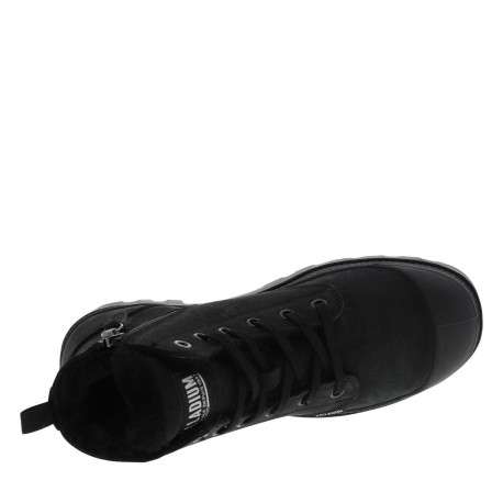 Bottines en cuir nubuck noires à talon plat avec des lacets et un zip latéral - Image 5