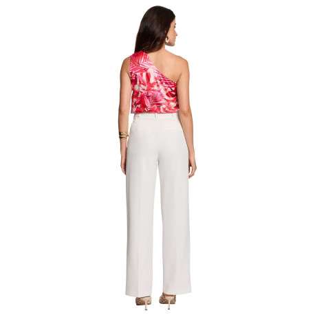 Pantalon chino blanc uni pourvu d'une coupe bootcut et de multiples poches - Image 4