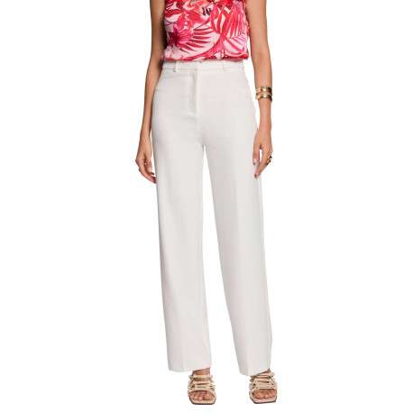 Pantalon chino blanc uni pourvu d'une coupe bootcut et de multiples poches - Image 5