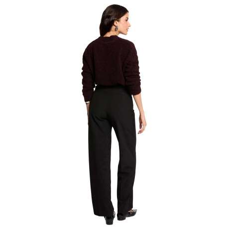 Pantalon Chino noir uni taille haute avec une coupe droite et 2 poches - Image 4