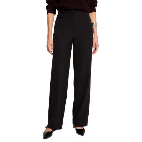 Pantalon Chino noir uni taille haute avec une coupe droite et 2 poches - Image 5