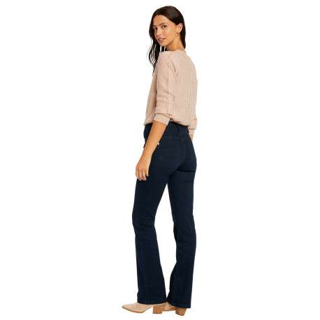 Jean en coton mélangé bleu marine à coupe bootcut et une taille haute - Image 4