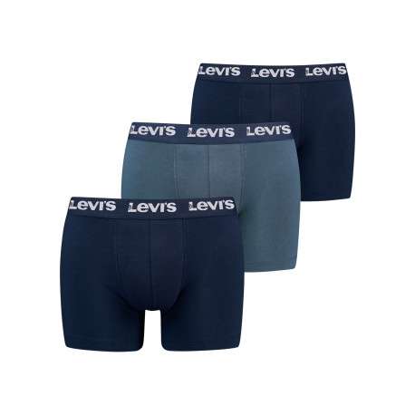 Lot de 3 boxers courts bleus en coton avec ceinture élastiquée
