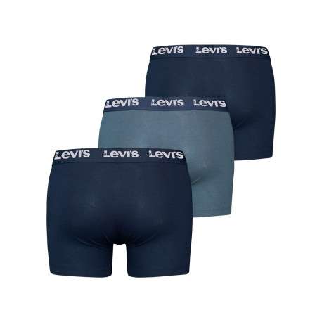 Lot de 3 boxers courts bleus en coton avec ceinture élastiquée - Image 2
