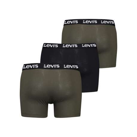 Lot de 3 boxers classique en coton kaki et noir uni avec logo - Image 2