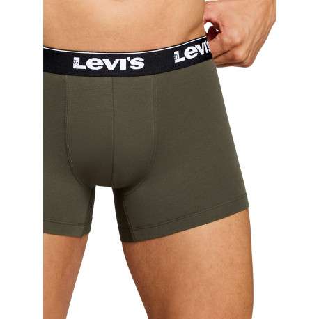 Lot de 3 boxers classique en coton kaki et noir uni avec logo - Image 3
