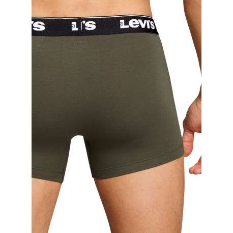 Lot de 3 boxers classique en coton kaki et noir uni avec logo - Image 4