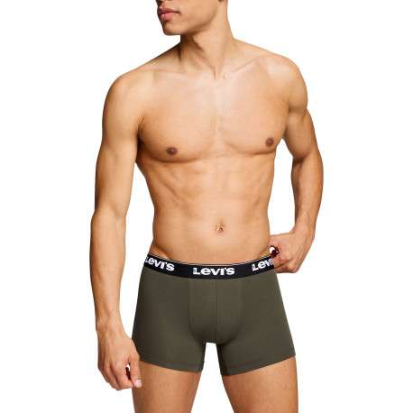 Lot de 3 boxers classique en coton kaki et noir uni avec logo - Image 6