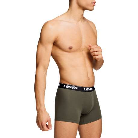 Lot de 3 boxers classique en coton kaki et noir uni avec logo - Image 8
