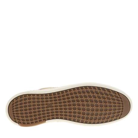Sneakers en cuir beiges à talon plat avec des lacets ronds bruns - Image 5