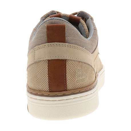 Sneakers en cuir beiges à talon plat avec des lacets ronds bruns - Image 6