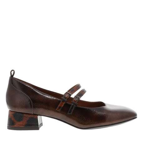 Ballerines marrons vernies à bout carré et à talon décroché bas - Image 3