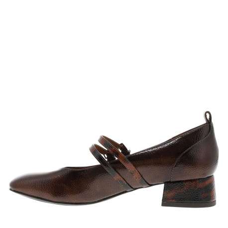 Ballerines marrons vernies à bout carré et à talon décroché bas - Image 4