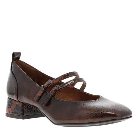 Ballerines marrons vernies à bout carré et à talon décroché bas - Image 5
