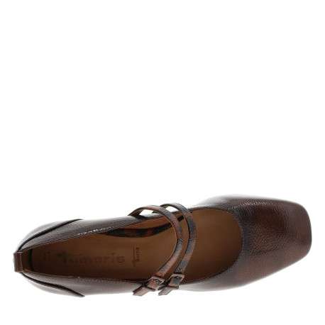 Ballerines marrons vernies à bout carré et à talon décroché bas - Image 6