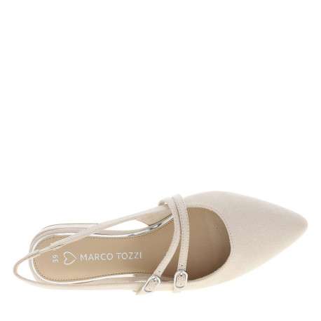 Ballerines arriere ouvert beiges à semelle plate et à boucle à ardillon - Image 5